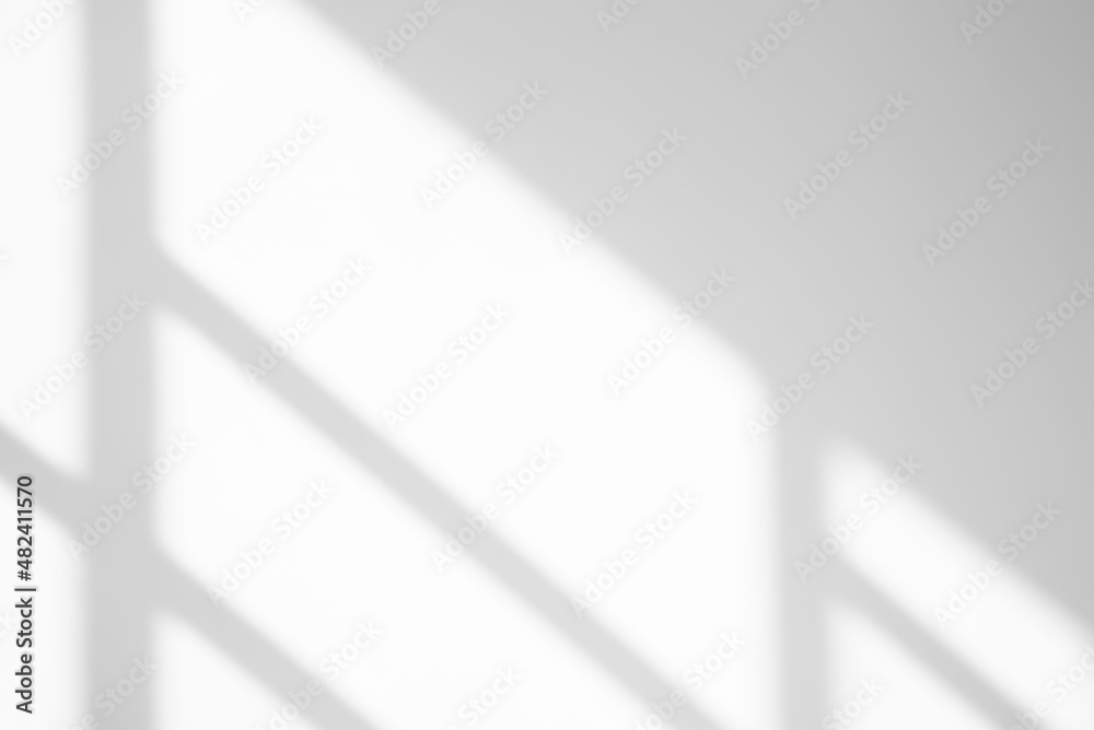 Natural Light and shadow from window overlay effect on white background