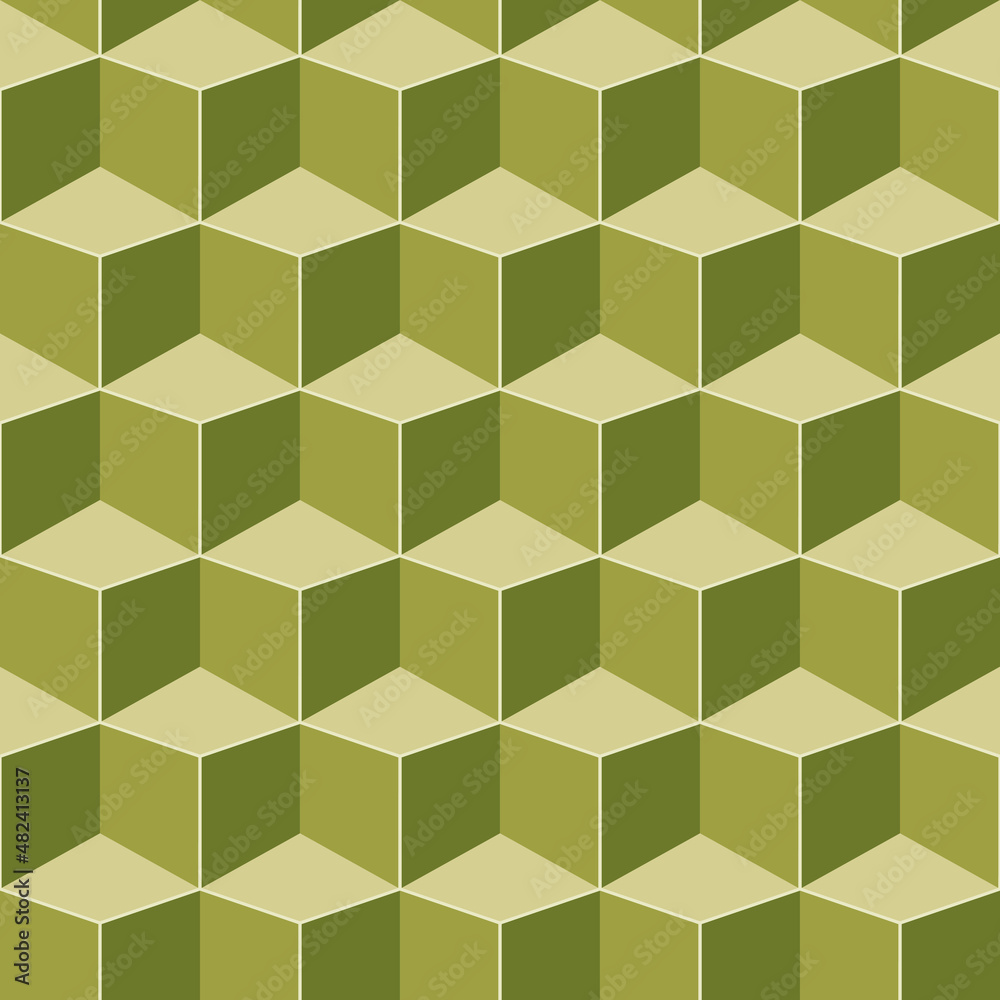 Bright color seamless geometric pattern. Repeatable 3d cubes background. Decorative endless green texture Bright color seamless geometric pattern. Repeatable 3d cubes background. Decorative endless green texture
