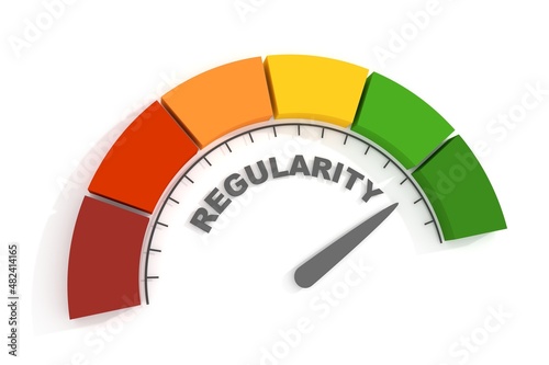 Regularity measuring device with arrow and scale. 3D render