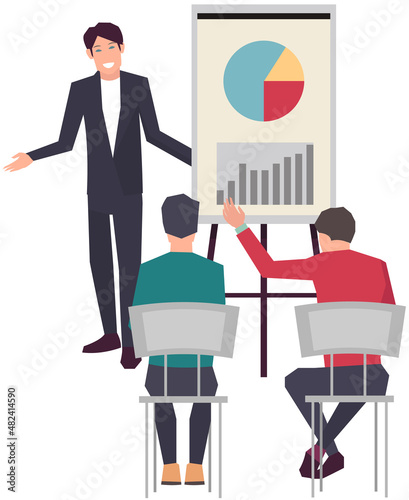 Businesspeople have project strategy planning meeting. Teamwork with business plan, creating new creative project. Meeting to discuss starting business. Colleagues discussing work in entrepreneurship