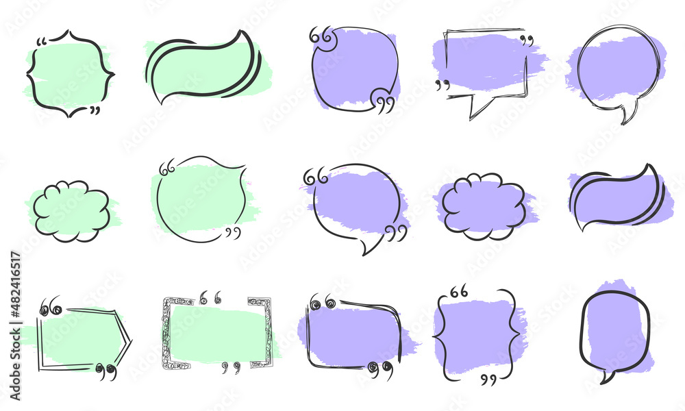 Speech bubble, quote text box, hand drawn doodle. Speech bubble, quote text box, hand drawn doodle.