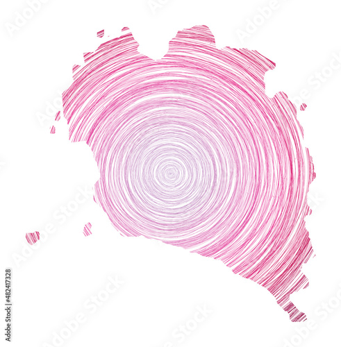 Ko Pha Ngan map filled with concentric circles. Sketch style circles in shape of the island. Vector Illustration. photo