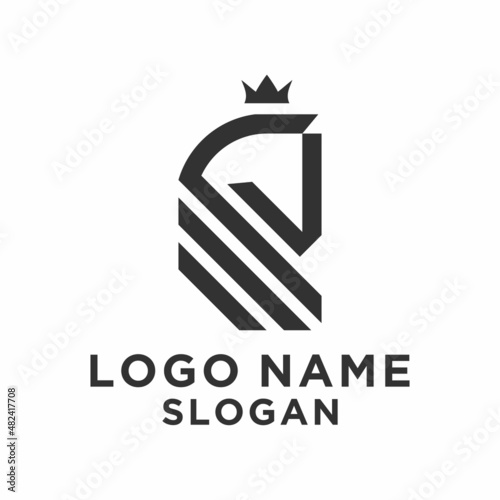 geometric crown black horse logo photo