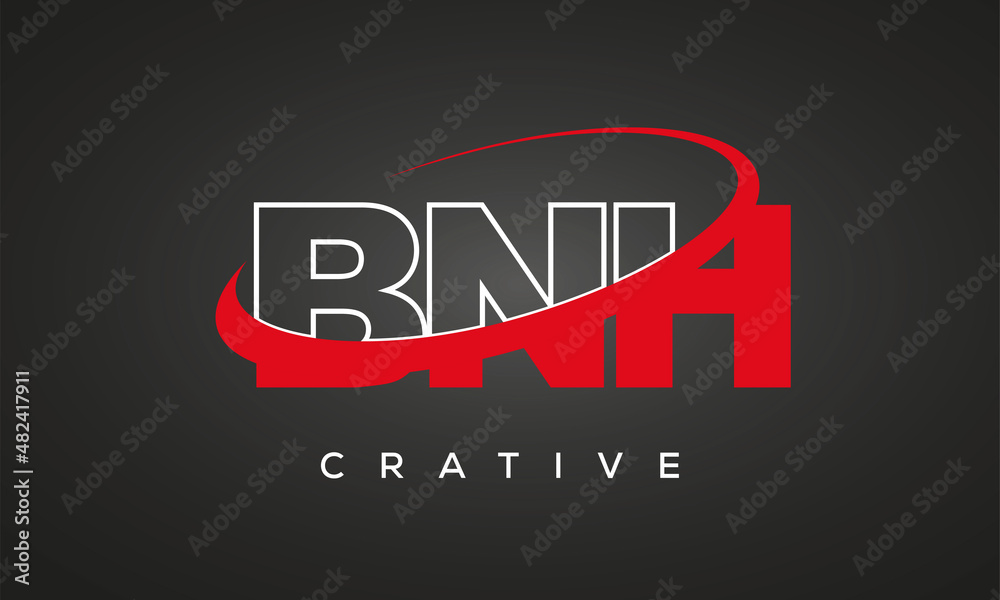 BNH letters creative technology logo design