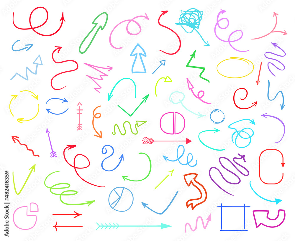 Infographic elements isolated on white. Set of different indicator signs. Tangled hand drawn simple objects. Line art. Abstract circles, arrows and rectangles. Symbols for work Infographic elements isolated on white. Set of different indicator signs. Tangled hand drawn simple objects. Line art. Abstract circles, arrows and rectangles. Symbols for work