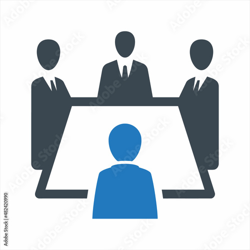 Business meeting icon. Vector and glyph
