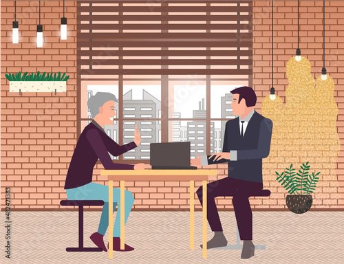 Businesspeople have project strategy planning meeting. Teamwork with business plan, creating new creative project. Meeting to discuss starting business. Colleagues discussing work in entrepreneurship