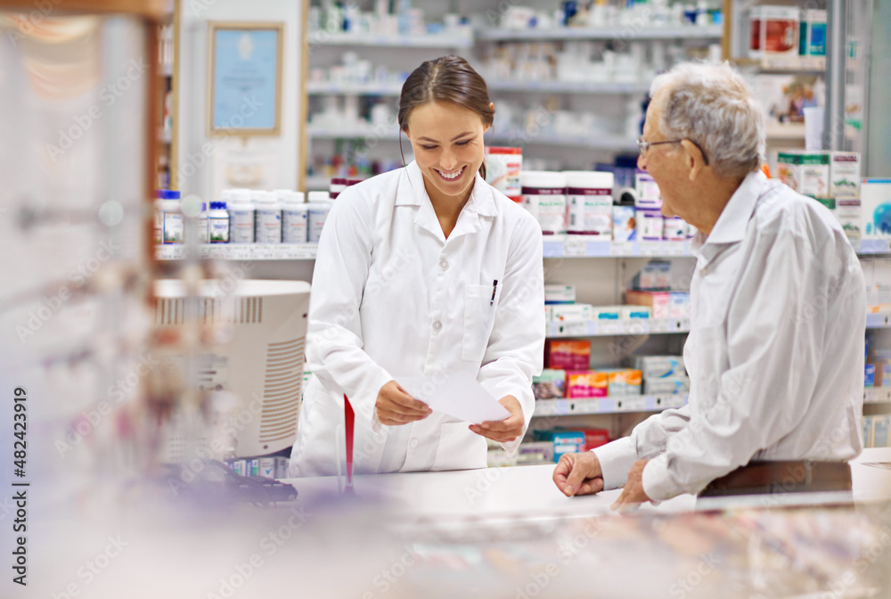 © Yuri Arcurs/peopleimages.com - Everyone of my clients are special. Shot of a young pharmacist helping an elderly customer at the prescription counter. © Yuri Arcurs/peopleimages.com - Everyone of my clients are special. Shot of a young pharmacist helping an elderly customer at the prescription counter.