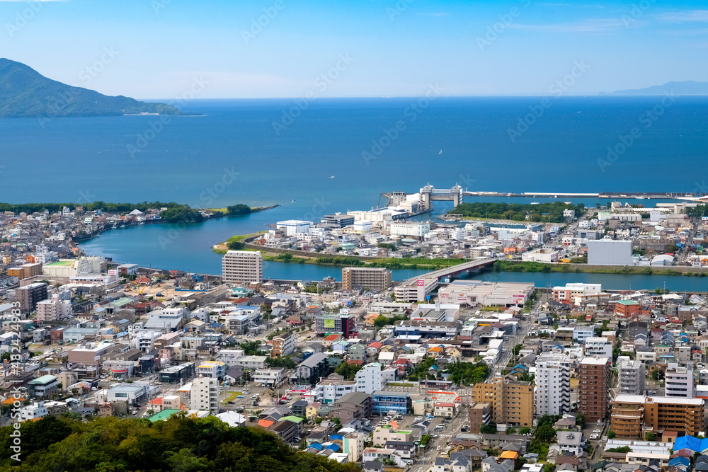 静岡県沼津市 香貫山公園からの沼津港と沼津市街地