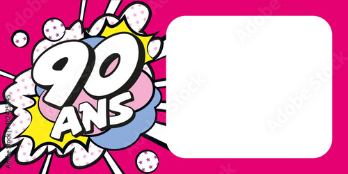 Carte anniversaire 90 ans BD CC Rose
