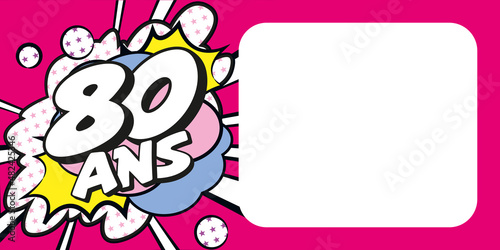 Carte anniversaire 80 ans BD CC Rose