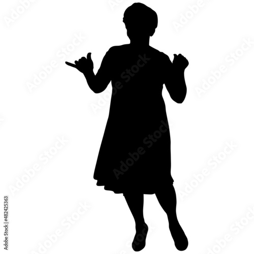 Black silhouette of a plump dancing woman