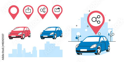 Car sharing concept in flat style, vector