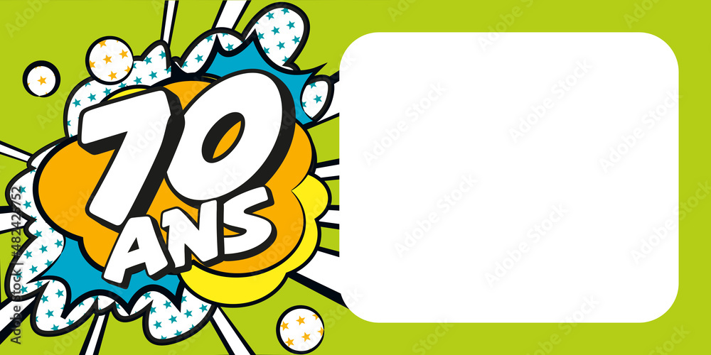 Fototapeta premium Carte anniversaire 70 ans BD CC Vert