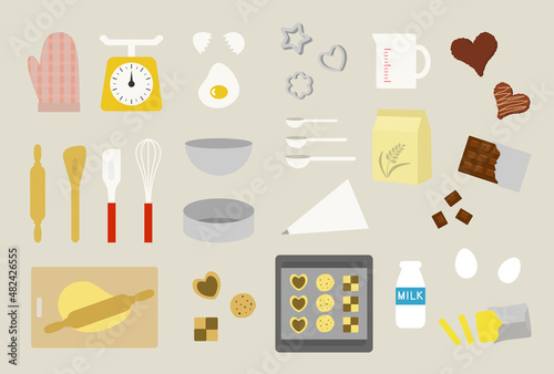お菓子作り 道具 イラスト素材 / vector eps