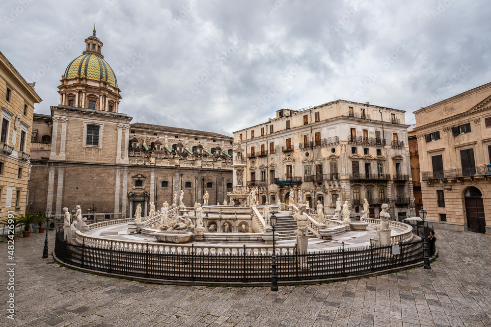 Pretoria Fountain in Palermo, Italy