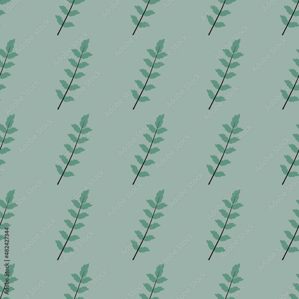 lovely flower pattern - cute plant leaves on a green background lovely flower pattern - cute plant leaves on a green background