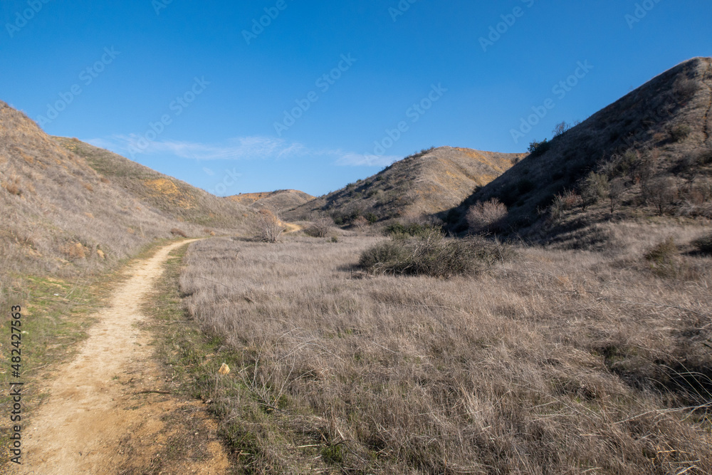 A View of the California Hills Looking at a Hiking Trail