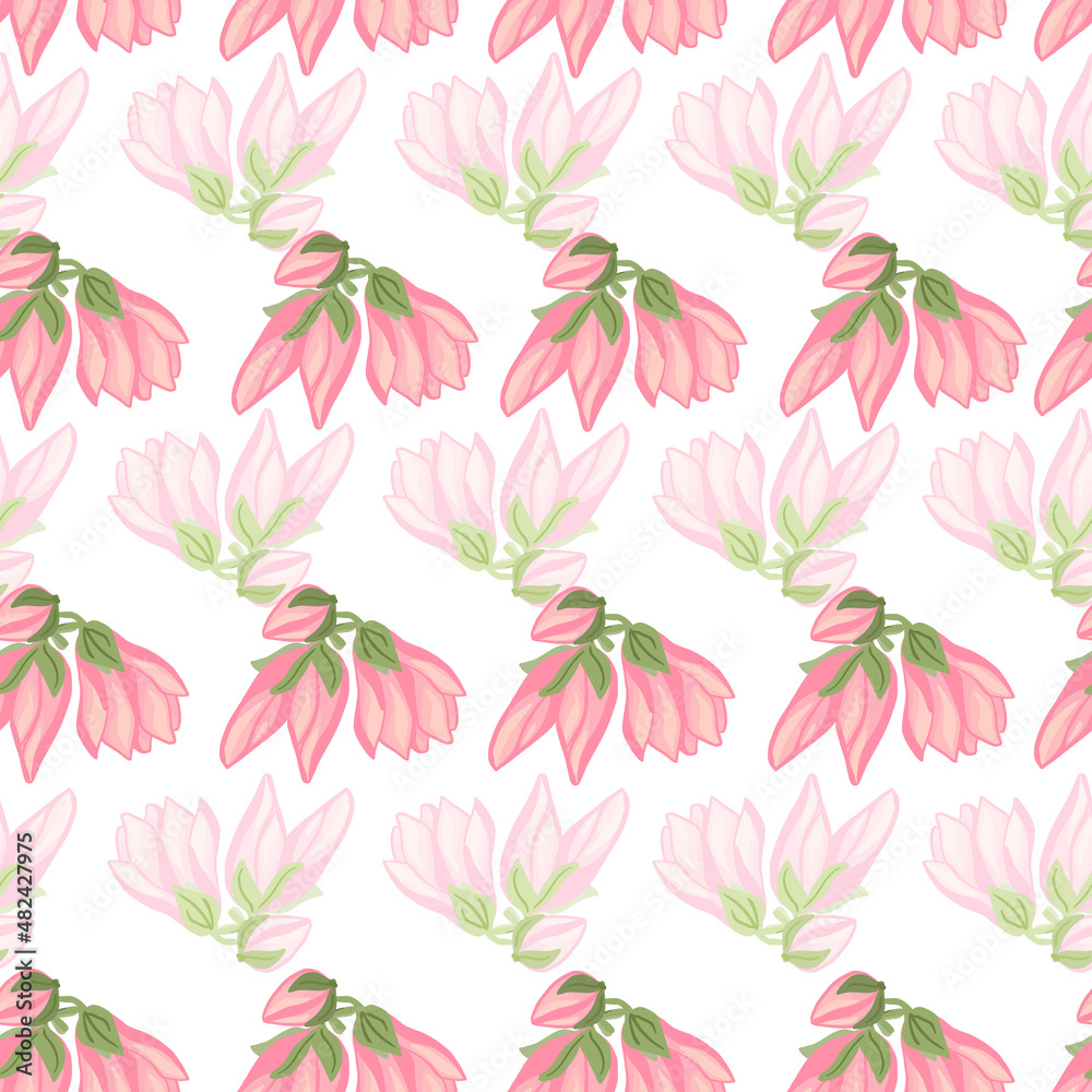 Magnolia seamless pattern. Romantic flower background.