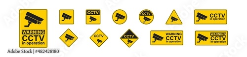 CCTV set flat banners icon on white background. Securiti technology system vector