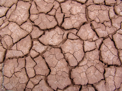 Close-up of broken and grunge texture of the arid floor