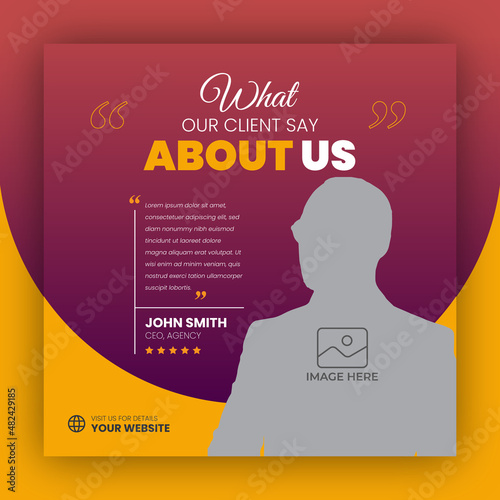 Customer feedback testimonial social media post web banner template
