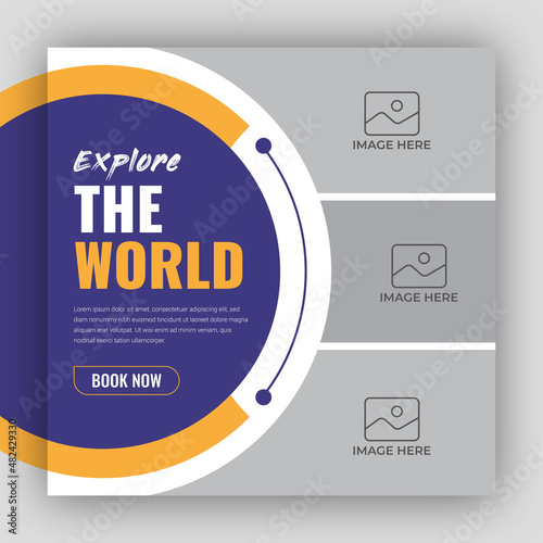 Holiday package social media post template for travel agency