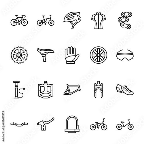 Bicycle outline icon set