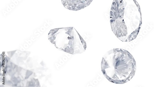 Gemstone diamonds falling in slow motion, looped switch