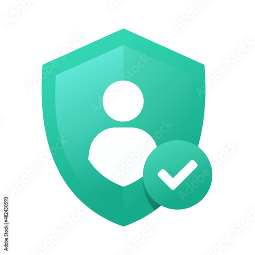 Shield user with checkmark. Vector illustration