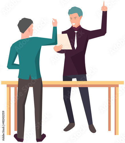Businesspeople have project strategy planning meeting. Teamwork with business plan, creating new creative project. Meeting to discuss starting business. Colleagues discussing work in entrepreneurship