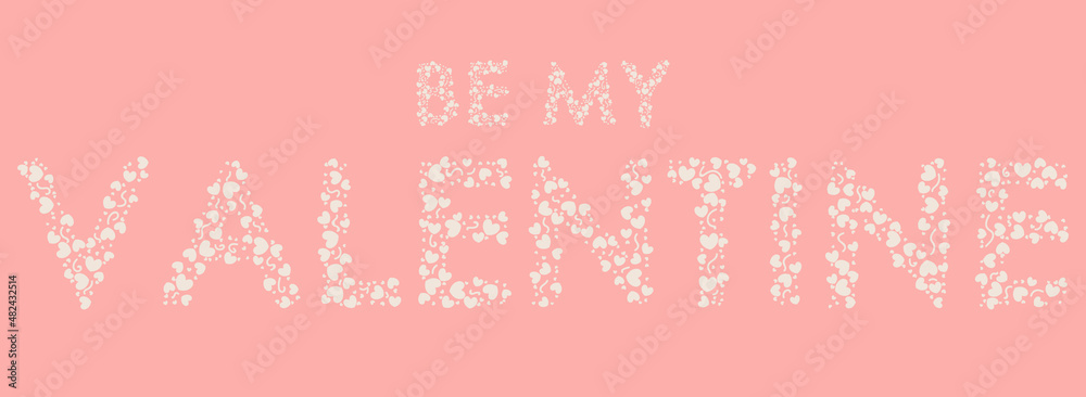 Fototapeta premium Be My Valentine background design, Valentine's day border with hearts. Happy Valentine's day header or banner. Universal modern line art background. Wallpaper or backdrop decor.