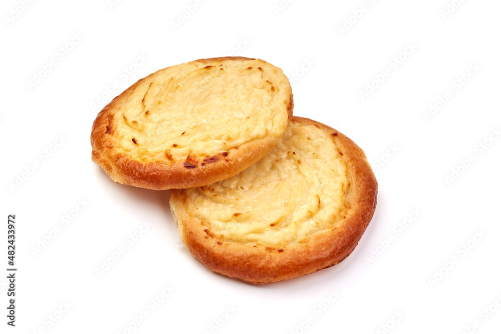 Sweet curd rolls, isolated on white background.