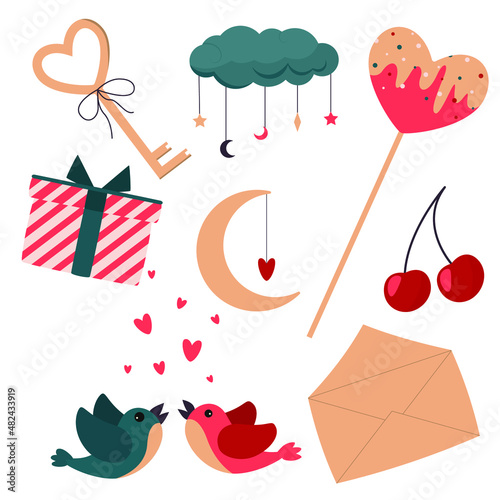 romantic collection cliparts for valentine's day