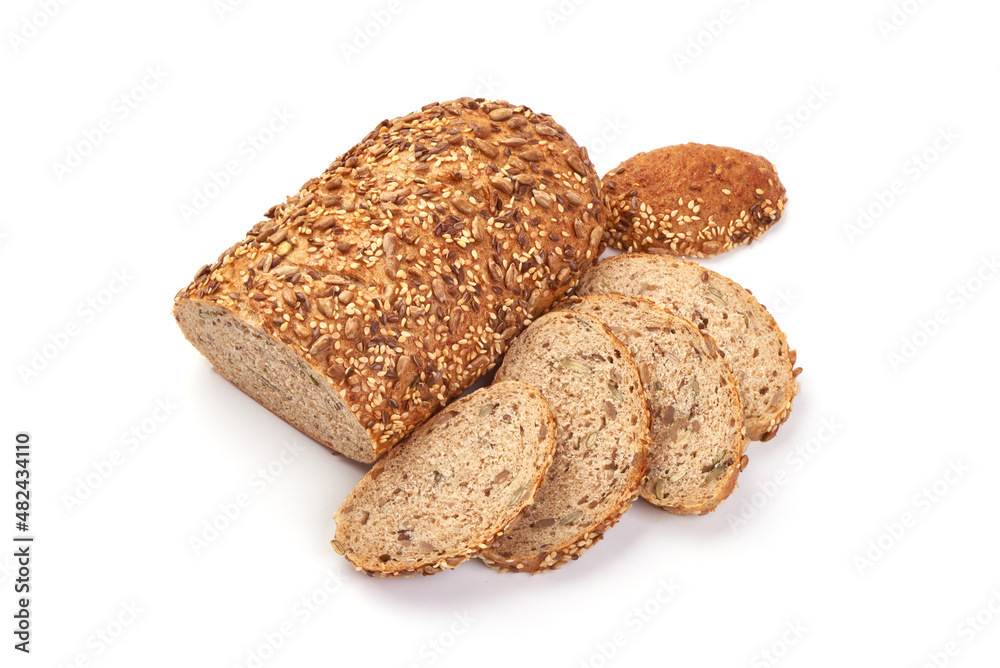 Whole grain bread, isolated on white background. Whole grain bread, isolated on white background.