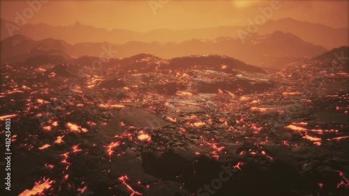 close-up of a lava flow of volcano on Hawaii photo
