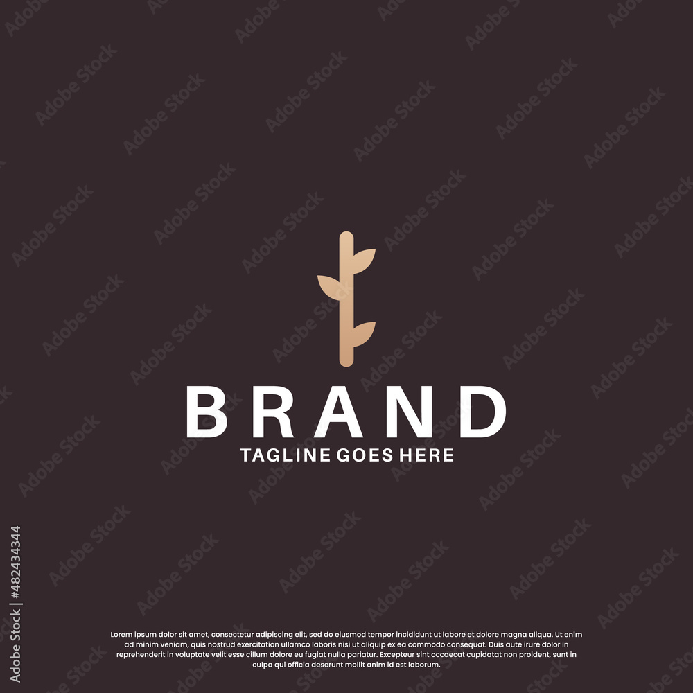 beauty letter I logo design combine with leaf beauty letter I logo design combine with leaf