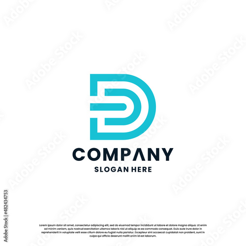 Creative letter D monogram logo design template