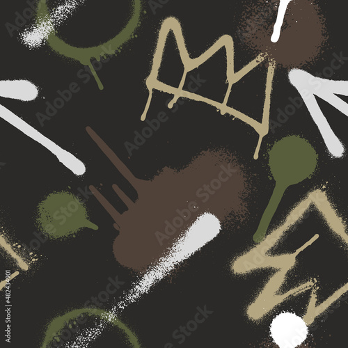 Graffiti spray paint seamless pattern. Vector illustration. Vector illustration