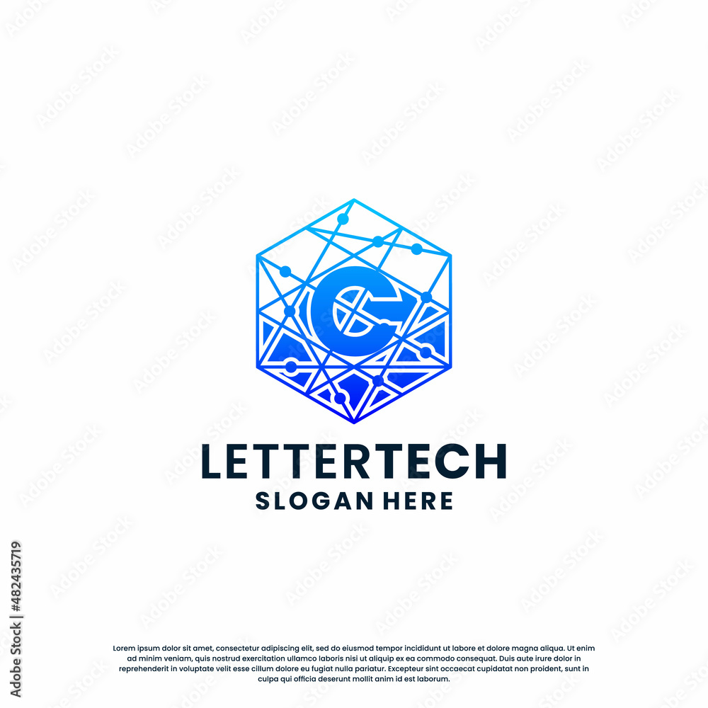 Fototapeta premium modern letter C logo design with gradient color for technology and science business company.