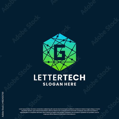 modern letter G logo design with gradient color for technology and science business company.