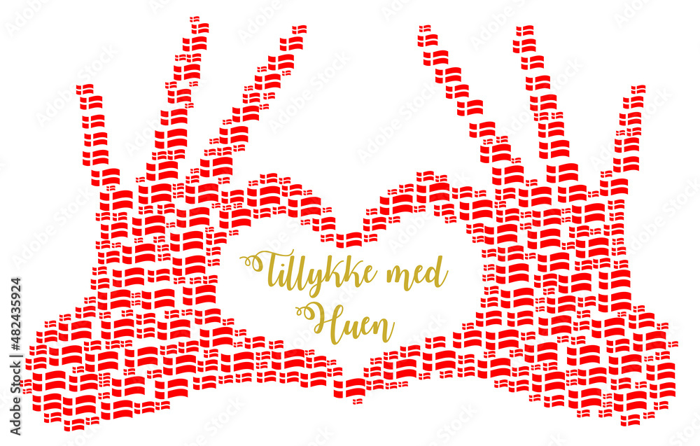 Congratulations with your student cap called tillykke med huen in danish language Congratulations with your student cap called tillykke med huen in danish language