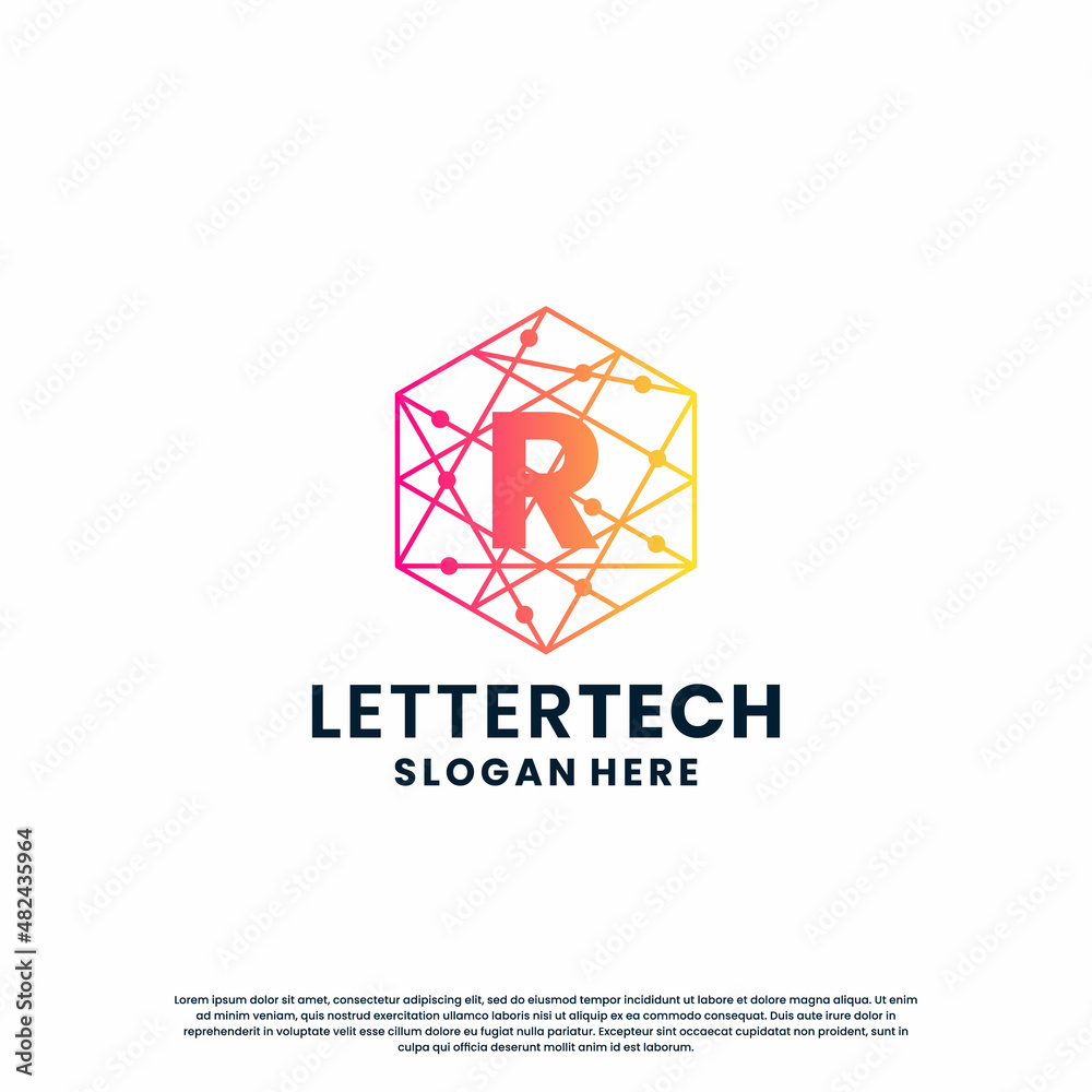 modern letter R logo design with gradient color for technology and science business company. modern letter R logo design with gradient color for technology and science business company.