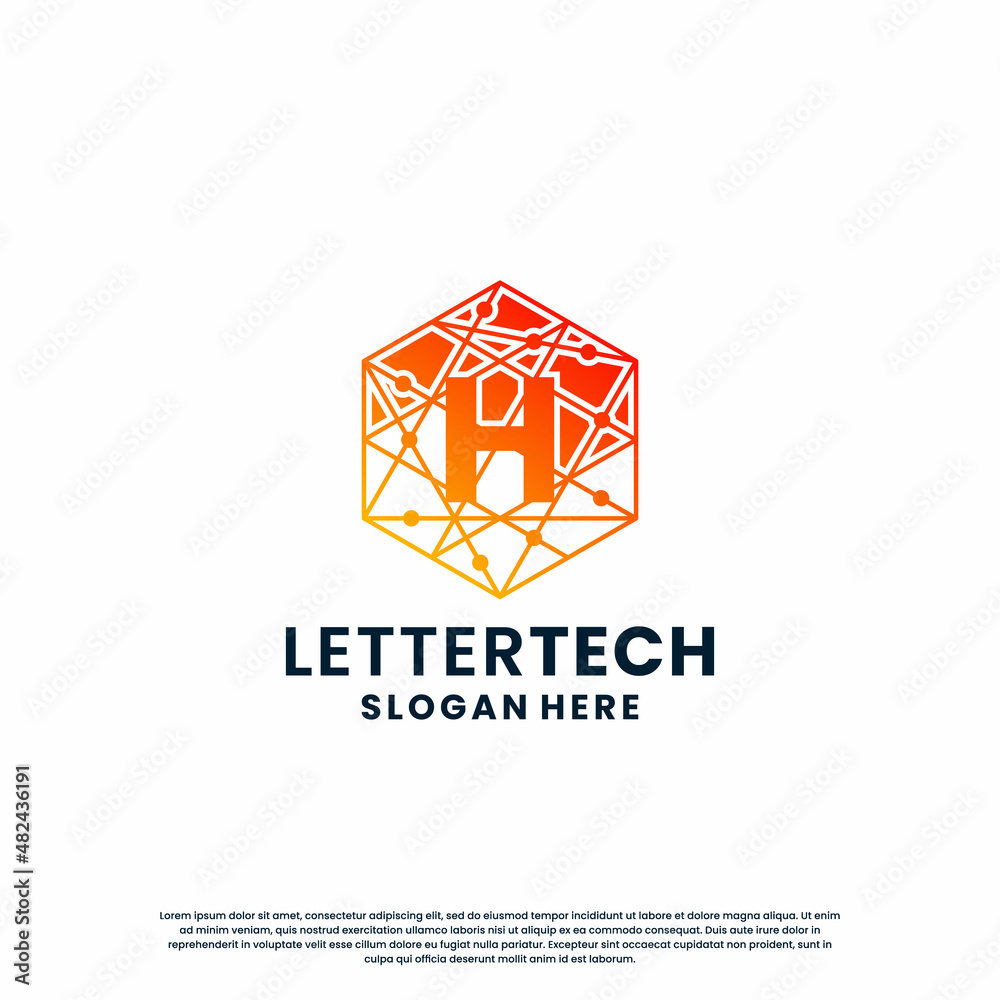 Fototapeta premium letter H logo design for technology, science and lab business company identity
