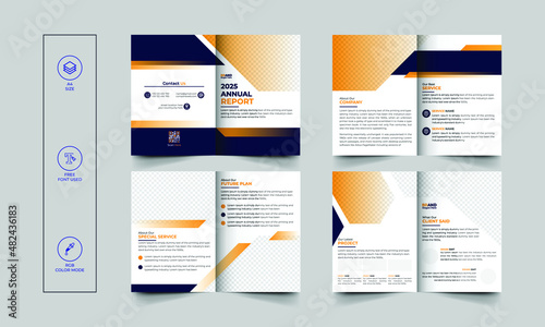 green and yellow   corporate brochure editable template layout, 8 pages  minimal business brochure template design. creative bifold brochure template