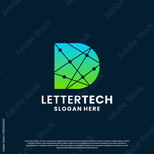 letter D logo design for technology, science and lab business company identity