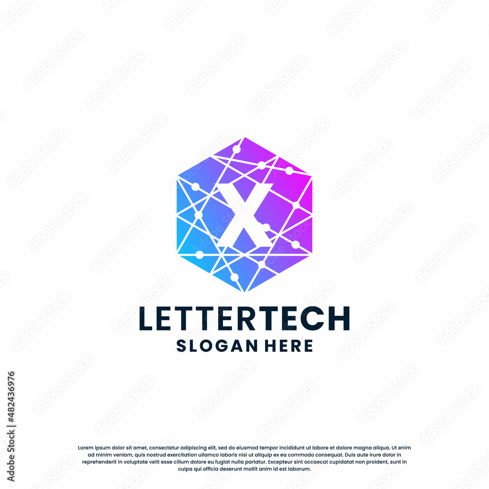 modern letter X technology logo design with gradient color modern letter X technology logo design with gradient color