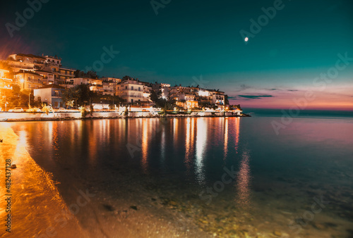 village of Skala Marion by night  Thassos island  Greece