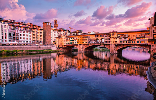 amazing sunset over Ponte Vecchio  Florence Italy © Melinda Nagy