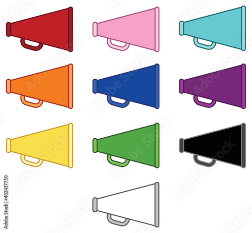 Cheerleader Megaphone Clipart Set - 2D Color Collection
